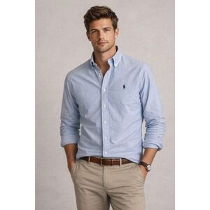 Ralph Lauren Blue Oxford Button Down OCBD Shirt Mens S Classic Fit Pony Logo